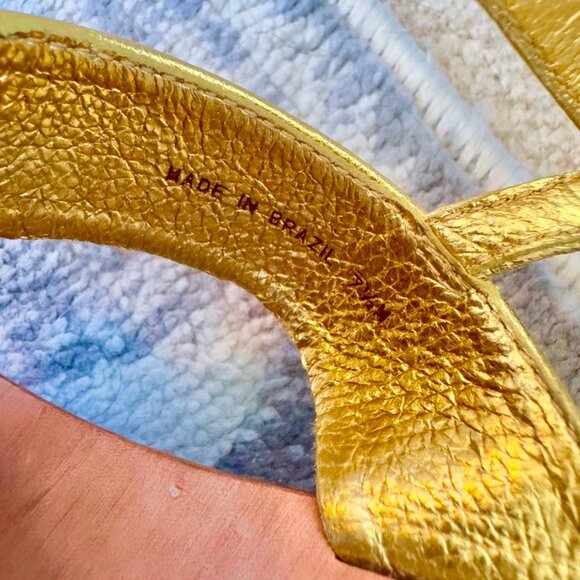 Gold Leather Heels with Gold and Green Metal Fish by KORS Michael Kors - Picture 6 of 9